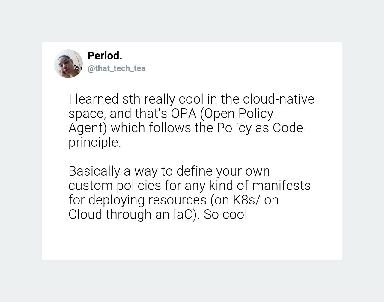 Screenshot of that_tech_tea tweet mentioning OPA